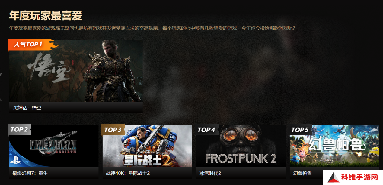 PGA 2024年度玩家最喜爱游戏 TOP5提名游戏介绍